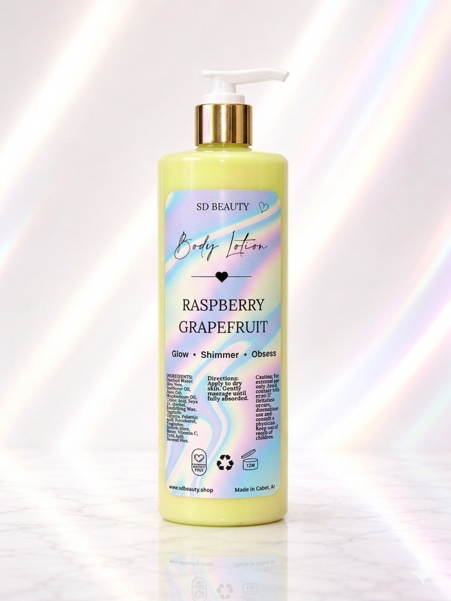 Raspberry grapefruit, shimmer repair lotion SD Beauty